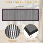 6 Pack Strong Magnetic Floor Vent Cover - PVC Mesh Register for Wall Ceiling Floor Catch Debris Hair Insect (Black, 4 x 12 Inch)
