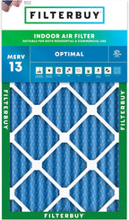 Filterbuy 12x24x2 Air Filter MERV 13 Optimal Smoke & Allergy Defense (1-Pack), Electrostatic Pleated HVAC AC Furnace Filters Replacement, Made in USA (Actual Size: 11.38 x 23.38 x 1.75)