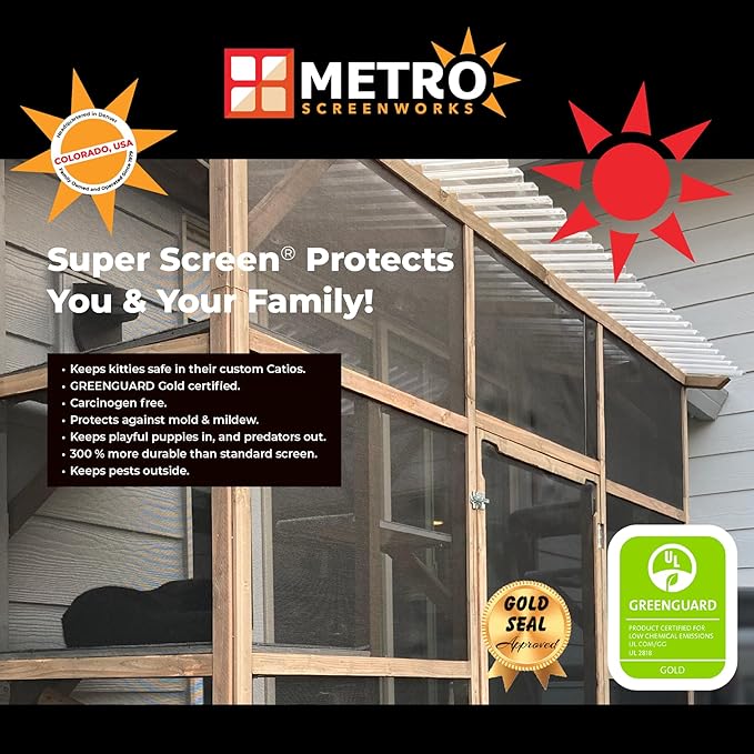 Pet & Weather Resistant Insect Screen - 17/14 Super Screen (120 in x 100 ft) - Mesh Screen for Patio Porch Pool Cage & Lanai - Replacement Screen Roll, Black - Dog & Cat Proof Screens for Windows