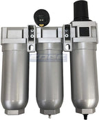 SUPER HEAVY DUTY HIGH FLOW AIR FILTRATION SYSTEM, 2 STAGE PARTICULATE FILTER PLUS OIL REMOVING COALESCING FILTER COMBINATION (1/2" NPT, AUTO DRAIN)