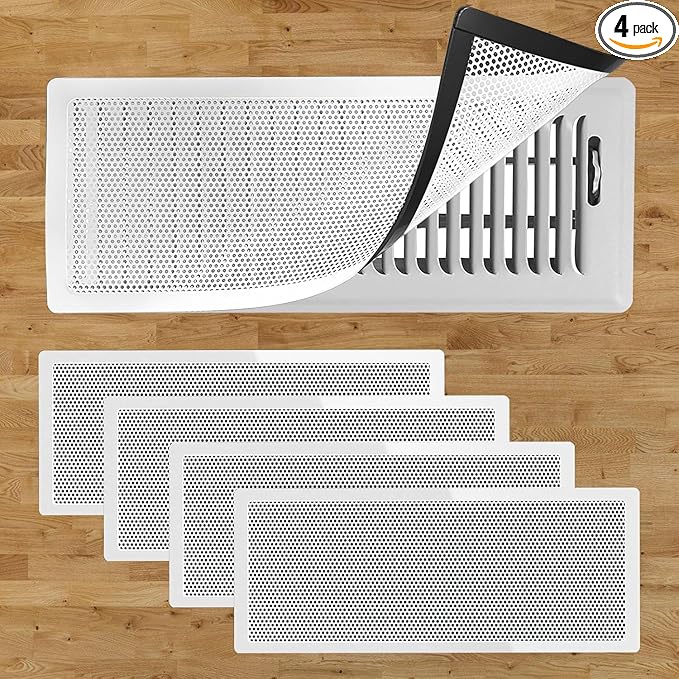 4 PCS White Magnetic Vent Covers - 4.7"x10.2" Magnetic Air Vent Screen - for Floor/Wall/Ceiling Registers - Easy Install, Secure Fit - Durable(Fits Registers 5" to 6" Wx 10" to11" L)