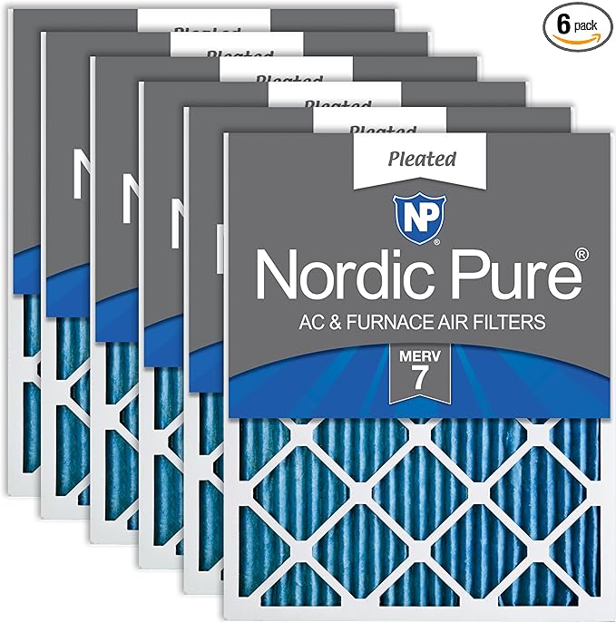Nordic Pure 18x20x1 (Actual Size: 17 1/2 x 19 1/2 x 3/4) Pleated MERV 7 Air Filters 6 Pack