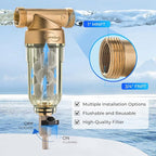 iSpring WSP-200SL Reusable Whole House Spin Down Sediment Water Filter, Siliphos Helps Prevent Scale and Corrosion, 1" MNPT + 3/4" FNPT, 200 Micron