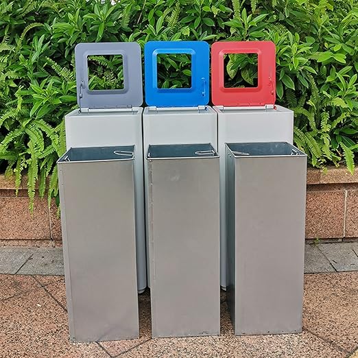 GLigeT Outdoor Trash can White Combined Trash Can Large-Capacity Square Sorting Trash Can Outdoor Direct Throw Trash Can Without Cover, Anti-Fingerprint Technology 48L Trash Can (Size : A)