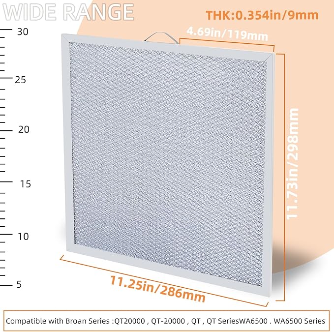 S99010316 Range Hood Grease Vent Filter 11 1/4" x 11 3/4" 4 Pack for Broan Range Hoods Replacement Model WA65AF, NTK7450000, 990721400A