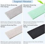 4-Pack Mixed Aquarium Sponge Filter Pad, Cut-to-Fit Aquarium Foam with Ammonia&Carbon&Phosphate Reducer, Aquarium Filter Foam Sponges for Fish Tank Filters (12.6" x 5" x 1'')