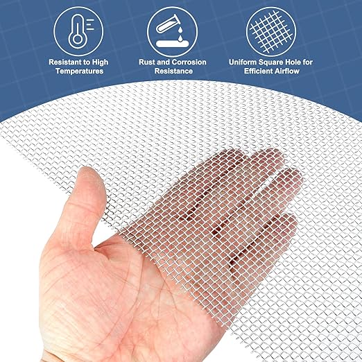 uxcell 8 Mesh 39" x 10" Woven Wire Mesh, 316 Stainless Steel Air Vent Filter Screen, Window Screen Mesh for DIY Projects Vents Cover Filtration Animals Fence