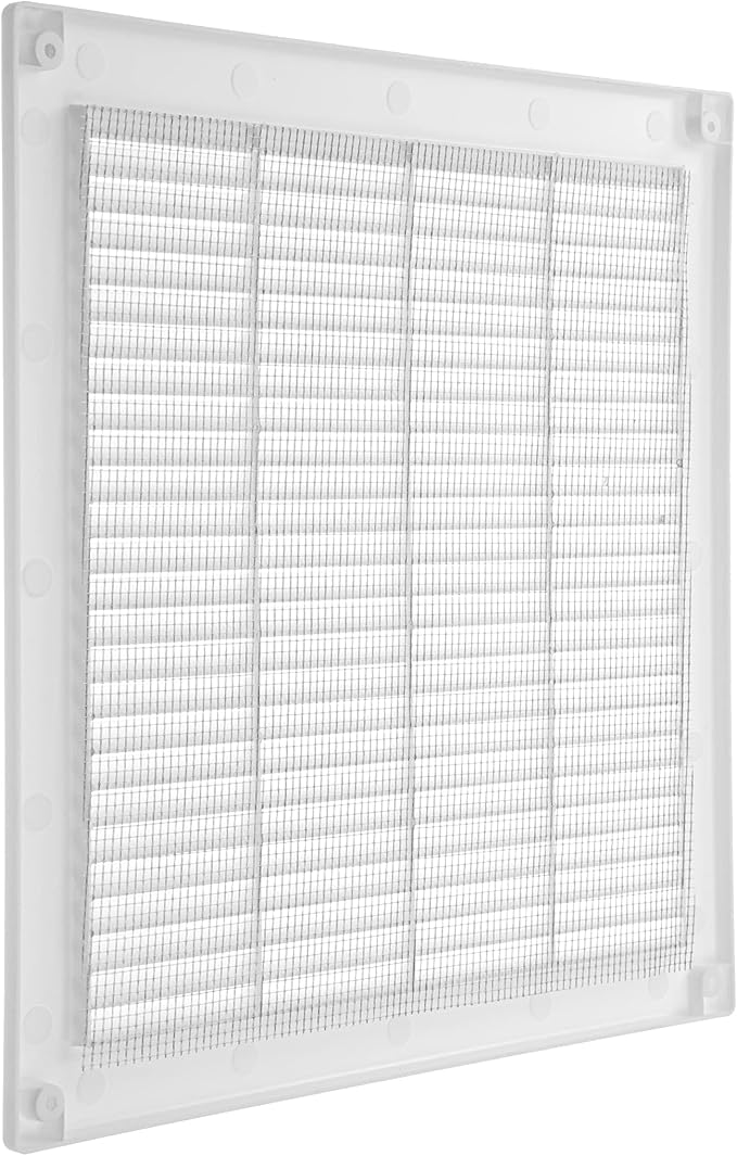 Vent Systems 10" x 10" Inch (Opening Dimensions) Plastic White Soffit Vent Cover - Flat Square Air Vent Grille - Insect Screen - HVAC 12" x 12" Inch (Overall Dimensions)