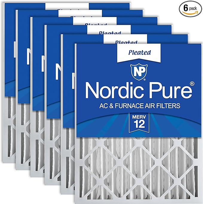 Nordic Pure 18x24x4 (Actual Size: 17 1/2 x 23 3/8 x 3 5/8) Pleated MERV 12 Air Filters 6 Pack