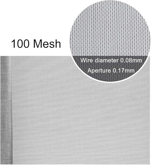 304 Stainless Steel Woven Wire Mesh, 100 Mesh Filter Screen, Heat-Resistant Insect Net for Precision Filtration, Air Vents, Garden Protection, HVAC, Windows