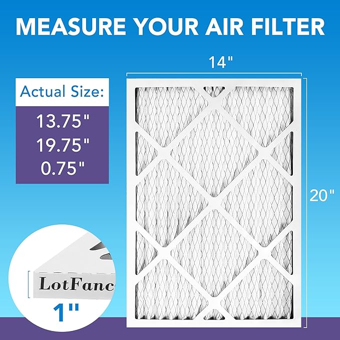 LotFancy 14x20x1 Air Filter MERV 11 4-Pack, Electrostatic Pleated AC Furnace Air Filter, Captures Dust, Smog & Pet Dander, Actual Size: 13.75"x19.75"x0.75"