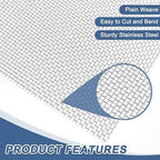 uxcell 14 Mesh 118" x 10" Woven Wire Mesh, 316 Stainless Steel Air Vent Filter Screen, Window Screen Mesh for DIY Projects Vents Cover Filtration Animals Fence