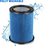 VF5000 Replacement Vacuum Filter 3 Layer Pleated with High Efficiency Particle Air Filter Material Compatible with Rigid Shop Vac 6-20 Gallon Wet Dry Vacuums (2 Packs)