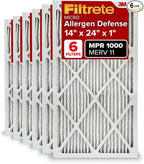 Filtrete 14x24x1 Air Filter, MERV 11, MPR 1000, Allergen Defense, 3-Month AC and Furnace Filter, Easy on Air Flow, 6 HVAC Filters (Actual Size 13.81x23.81x0.81 in)