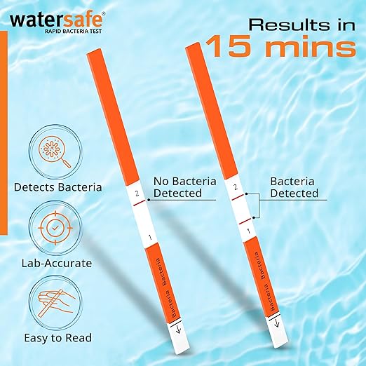Pool and Spa Rapid Bacteria Test by Watersafe, Test Strips to Detect Down to 1 Bacteria/μL in 15 Minutes, Including E. coli and Salmonella, Single Test