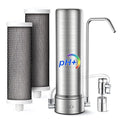LCF Alkaline Countertop Water Filter, 𝐒𝐢𝐥𝐯𝐞𝐫 𝐈𝐨𝐧𝐬 Enhanced 6-Stage Stainless Steel Water Filter for Sink Faucet, Reduces Heavy Metals, Bad Taste & 99% Chlorine, 16,000 Gallons(2 Filters)
