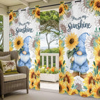 Summer Outdoor Curtains for Patio Sunflowers Gnome Eucalyptus Leaves Waterproof Outside Curtains with Grommet Top Weatherproof Curtain for Cabana Pergola Gazebo, 1 Panel, 54" W x 84" L