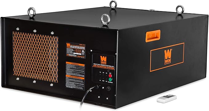 WEN 3417 3-Speed Remote-Controlled Industrial-Strength Air Filtration System (556/702/1044 CFM)