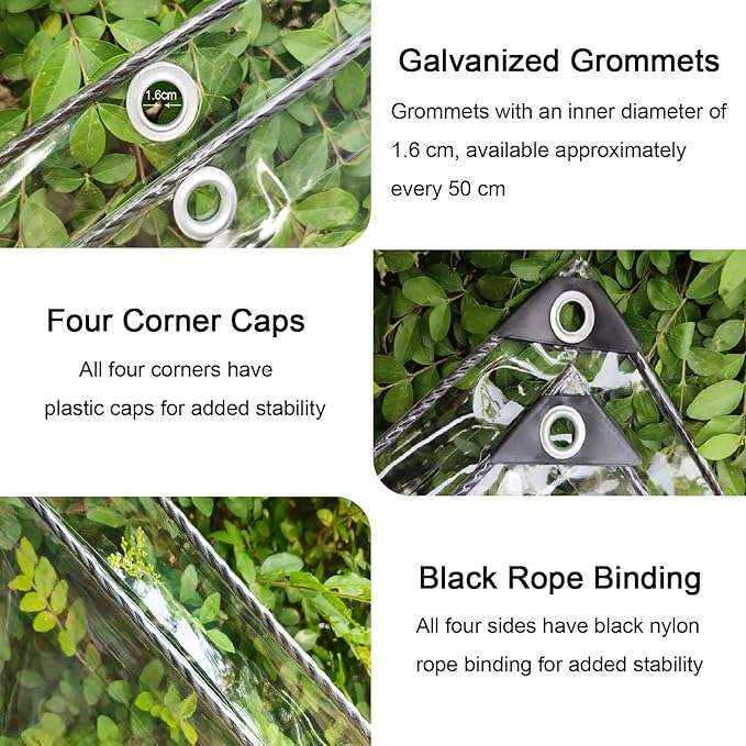 Transparent Tarpaulin Side Panels, Outdoor Clear Tarp Curtains with Zipper Door, Curtain Patio Enclosure for Pergola Porch Carport Canopies(1x2.5m)