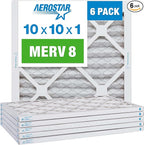 Aerostar 10x10x1 MERV 8, Pleated Air Filter, 10x10x1, Box of 6, Made in the USA