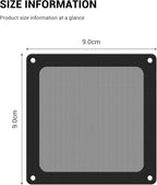 Dust Filter PC 90mm for Computer Cooler/PSU/Routers Nylon 80 Mesh, Magnetic Frame PC Fan Dust Mesh Cooler Filter Dustproof Computer Fan Grills (Nylon, 90 * 90mm, 2pcs, Black)