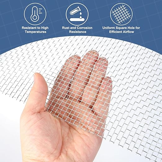 uxcell 5 Mesh 79" x 12" Woven Wire Mesh, 304 Stainless Steel Air Vent Filter Screen, Window Screen Mesh for DIY Projects Vents Cover Filtration Animals Fence
