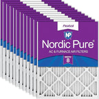 Nordic Pure 16x20x1 (Actual Size: 15 1/2 x 19 1/2 x 3/4) Pleated MERV 8 Air Filters 12 Pack