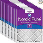 Nordic Pure 18x20x1 (Actual Size: 17 1/2 x 19 1/2 x 3/4) Pleated MERV 8 Air Filters 12 Pack