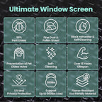 Premium Window Screen DIY KIT 39" 51" Blocks Rain, Pet Scratch, Pollen, Fine Dust 99%, 30Mesh Durable New Material, DIY Tools Included (W39in X L190in)