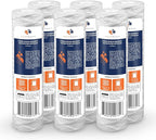 Aquaboon Whole House 5 Micron 10 x 2.5 String Wound Sediment Water Filter Cartridge Replacement Compatible with Well Water Filter WHKF-WHSW, 6-Pack