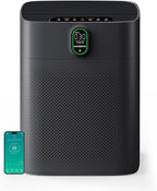 MORENTO Air Purifier for home Large Rooms up to 1076 ft2, Wi-Fi and Alexa compatible, PM2.5 Air Quality Display, Auto Mode, HEPA Filter Removes Dust, Pollen, Smoke 1 Pack +2 Pack Filters(Black)