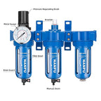 NANPU Zinc Alloy 3 Stage Air System - Particulate Filter, Coalescing Filter, Desiccant Dryer & Air Regulator, Poly Bowl, Manual Drain, Mid Flow, Suitable for Paint Spray & Plasma Cutter (1/2" NPT)