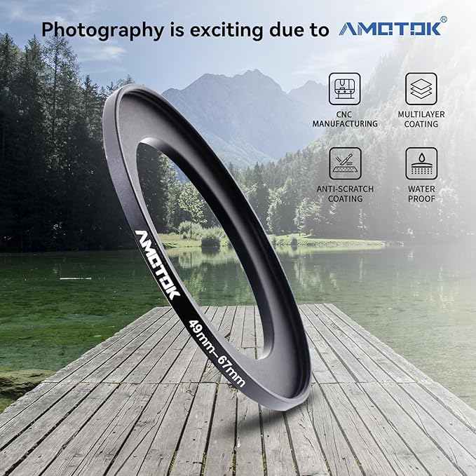 49mm Lens to 67mm Camera Lens Adapter,49mm to 67mm Filter Step-Up Adapter Ring,Compatible All 67mm Filter Accessory