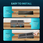 Floor Register 4 x 12 Inch, HG Power 1 Pack Heavy Duty Floor Vent Covers for Home with Screen Net, Adjust Metal Rust Proof Finish Air Vent for Kitchen, Heat, Office(Grey)
