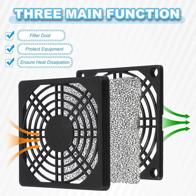 PATIKIL 50mm Fan Filter Grill, 12 Pcs Plastic Ventilation Dustproof Grill Covers Cooling Ventilator with Screws for Industry Workshop Computer Case Refrigerators Air Conditioning, Black