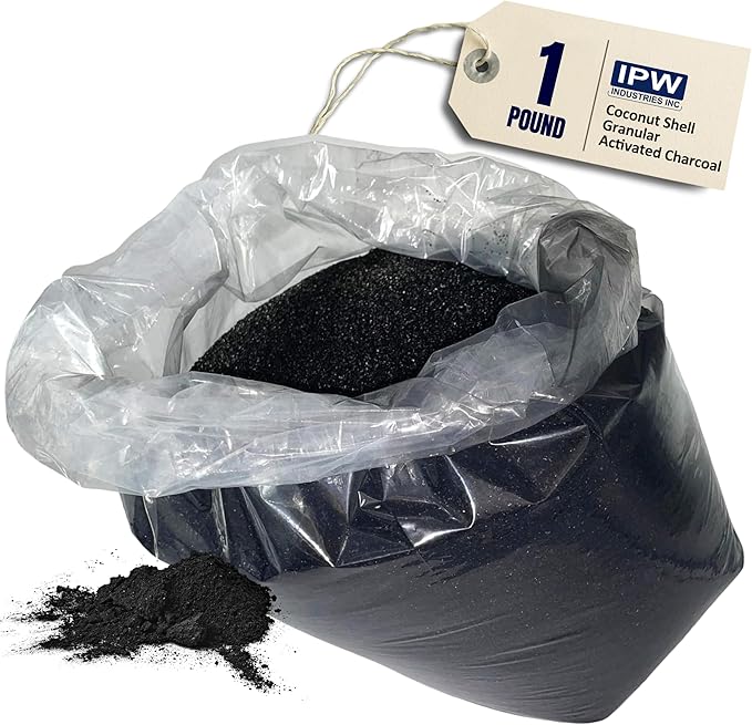 IPW Industries Bulk Activated Carbon - Coconut Shell Granular Activated Charcoal (GAC) for Water Filtration - Replacement Media for Pre and Post Carbon Water Filters (1 lb)