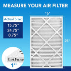LotFancy 16x25x1 Air Filter MERV 13 6-Pack, Electrostatic Pleated HVAC Furnace Air Filter, Captures Pet Dander Smog Smoke, Actual Size: 15.75"x24.75"x0.75"