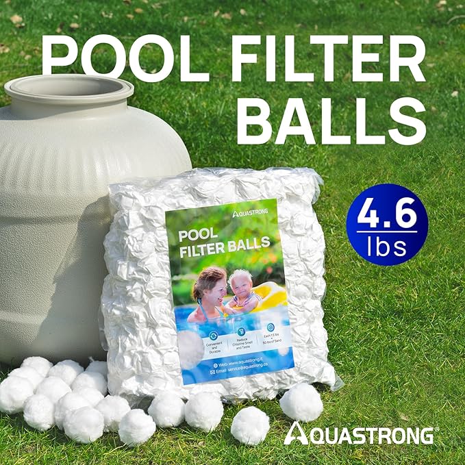 AQUASTRONG Pool Filter Balls for Sand Filters, 4.6 lbs Reusable Pool Sand Filter Balls (Replaces 150 lbs of Sand), Efficient Water Filtration Pool Filter Balls for Swimming Pools, Filter Pumps