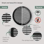 Vent Systems 8" Inch (Opening Dimensions) - Pack of 50 - Black Soffit Vent Cover - Plastic Round Air Vent Grille - Built-in Mesh Screen - HVAC Register Louver for Bathroom, Home, Kitchen