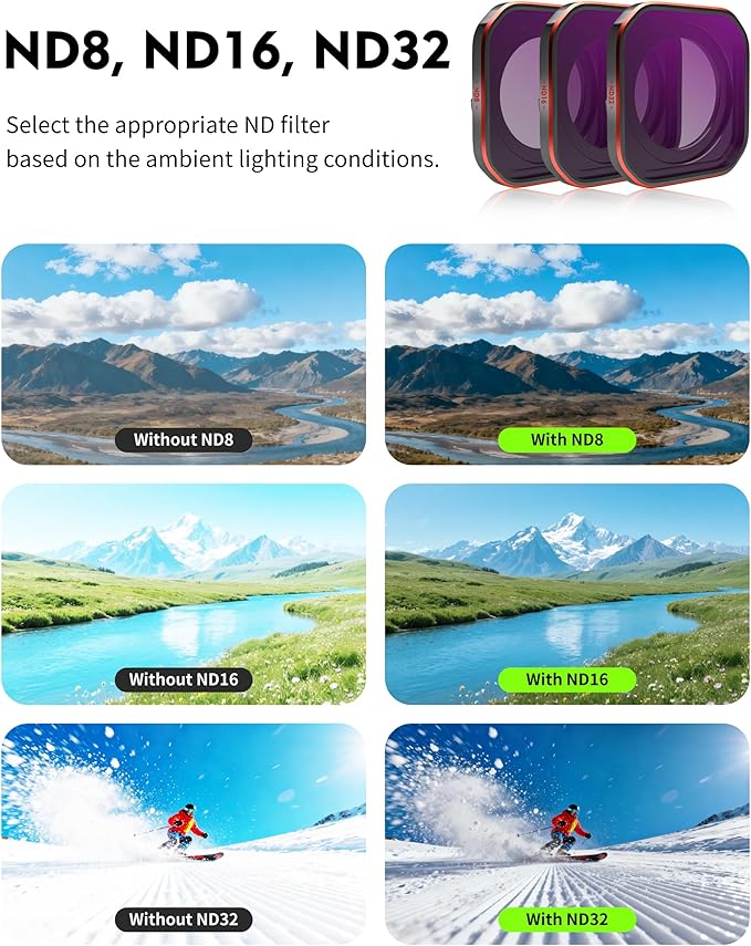 ND1000 Filter for Insta360 Ace Pro2, 10-Stop Neutral Density Filter, Creates Long Exposure for Daytime Time-Lapse, Smooth Water Flow, Motion Blur Effect