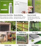 Livestock Fencing Roll Galvanised Welded Wire Mesh Roll Garden Chicken Wire Animals Enclosure for Chickens, Rabbits, Dogs, Window Guards Vegetable Protection for Indoor or Outdoor ( Size : L:1m-H:1m-2