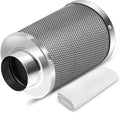 iPower 6 Inch Carbon Filter Odor Control with Australia Virgin Charcoal for Inline Fan Indoor Plants Grow Tent, Reversible Flange, Prefilter Included, 6", Silver