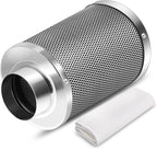 iPower 6 Inch Carbon Filter Odor Control with Australia Virgin Charcoal for Inline Fan Indoor Plants Grow Tent, Reversible Flange, Prefilter Included, 6", Silver