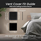 Repa Market 6 x 6 Inch (Outer) Black Square Air Vent Cover - Plastic Fresh Air Intake Vent - AC Cover with Nylon Mesh Screen, Wall, Ceiling HVAC Return Air Register, Modern Soffit Vents