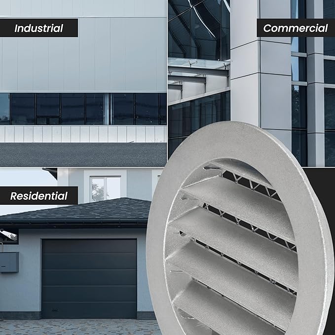 4" Brown Vent Cover - Aluminum - Industrial Round Air Vent Louver - Metal Soffit Vent with Screen - Mesh - Round Vent Grille for House Or Garage Wall