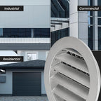 Repa Market 12.4" Inch Aluminum Gray Soffit Air Vent Cover - Louvered Round Gable Vent with Mesh Screen - Exhaust/Intake Ventilation Grill - House, Attic, Bathroom - Indoor/Outdoor Metal Grate