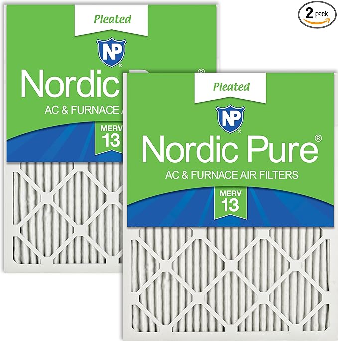 Nordic Pure 18x20x1 (Actual Size: 17 1/2 x 19 1/2 x 3/4) Pleated MERV 13 Air Filters 2 Pack
