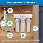 Aquasana Under Sink Water Filter | 3-Stage Max Flow Filtration | Certified to Reduce up to 99.99% of PFAS, Lead, Chlorine, & More | Under Counter Drinking Water Filter | Chrome Faucet | AQ-6300M-CHR