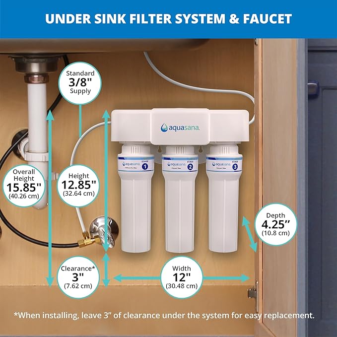 Aquasana Under Sink Water Filter | 3-Stage Max Flow Filtration | Reduces up to 99.99% of PFAS, Lead, Chlorine, & More | Under Counter Drinking Water Filter | Oil-Rubbed Bronze Faucet | AQ-6300M-ORB