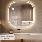 JSLJDM 500X500 mm Illuminated Backlit LED Bathroom Mirror, Wall Mounted Multifunction Bathroom Vanity Mirror with Lights and Demister Pad, Energy-Saving Illuminated Smart Mirror 80cm tricolorlight